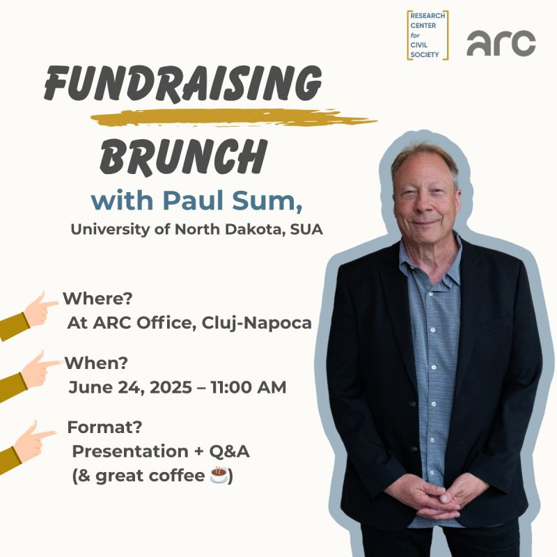 Promotional flyer for a talk in Cluj on fundraising & the use of data analytics